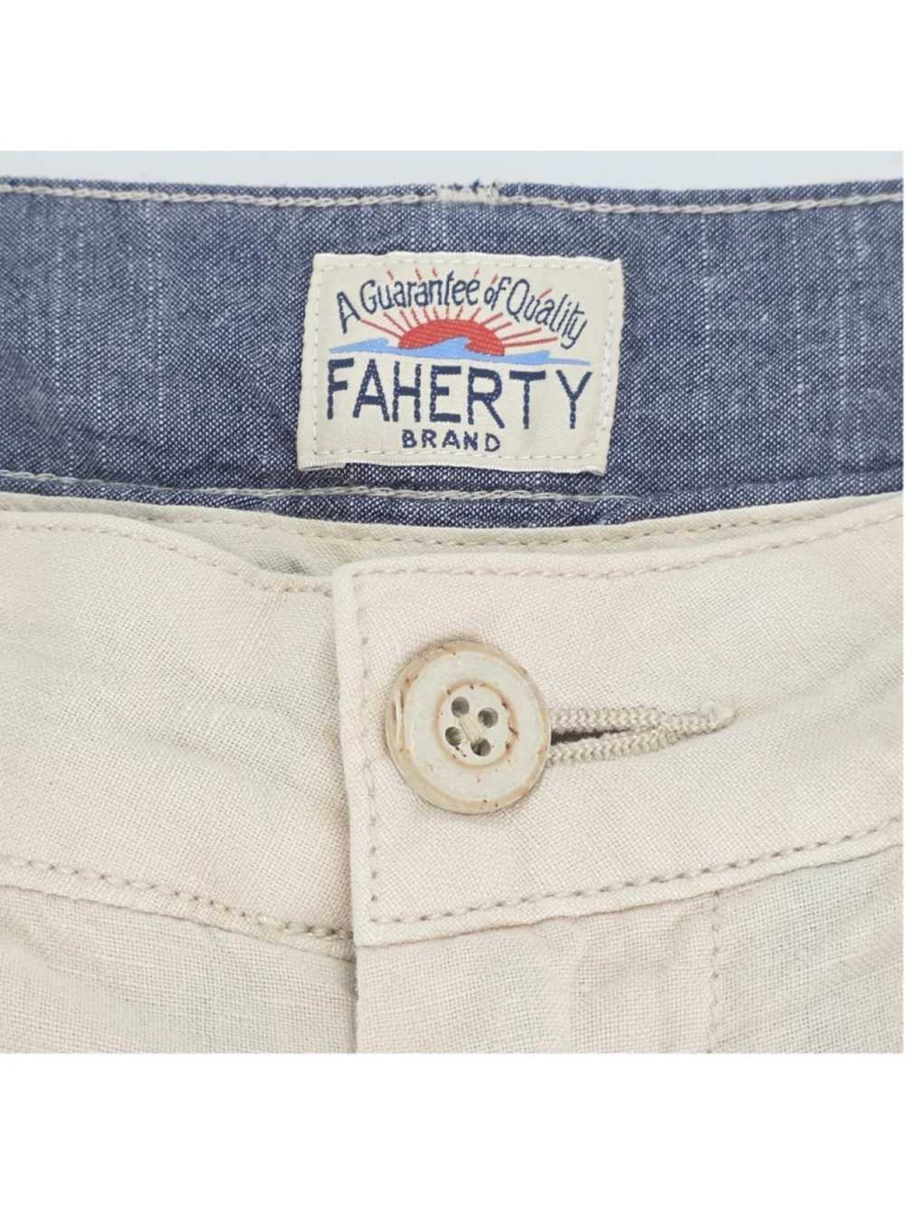 Faherty Tradewinds Linen Blend Shorts Mens 36 Stone Beige Flat Front 9